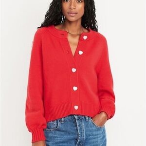 Old Navy- so soft crew neck Red Heart Button Sweater- SOLD OUT- NWT- L